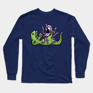 Dinosaur and Octopus Tickling Time Long Sleeve T-Shirt